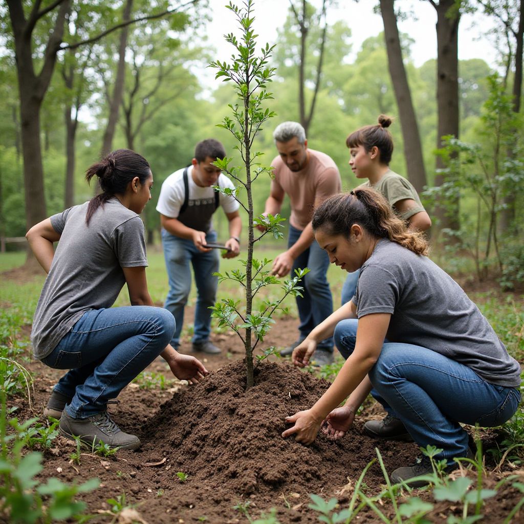 Local community members participating in habitat restoration project