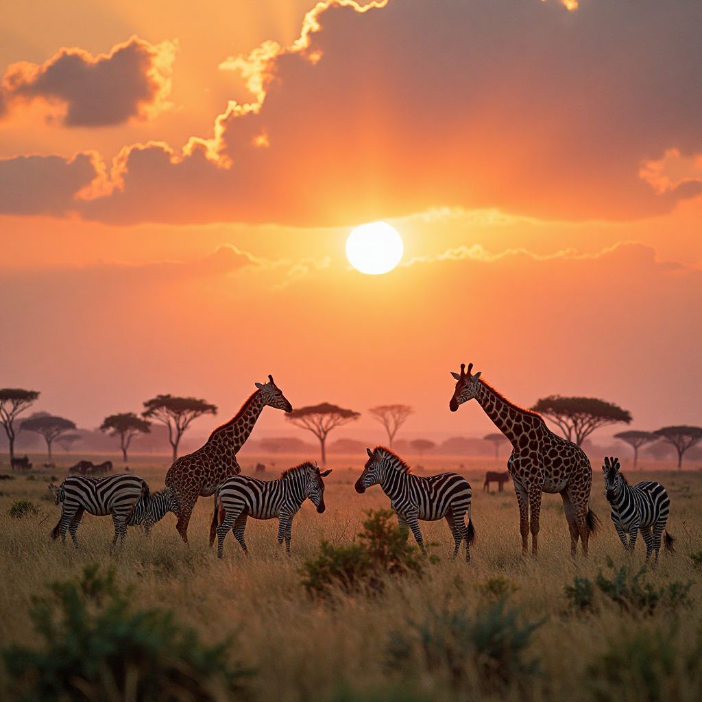 Immersive African savanna exhibit with multiple species